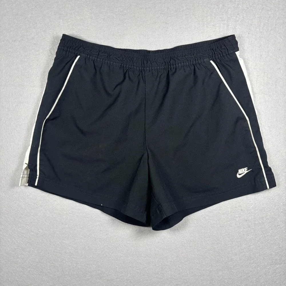 Nike Sportswear Womens Athletic Shorts Size Small Black White Striped 4.5